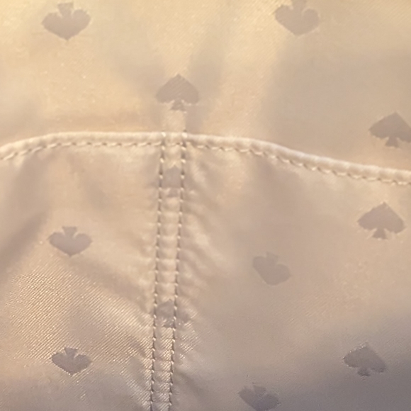 GUC Kate Spade large leather lavender tote zip top gray glitter flower charm - Picture 8 of 16